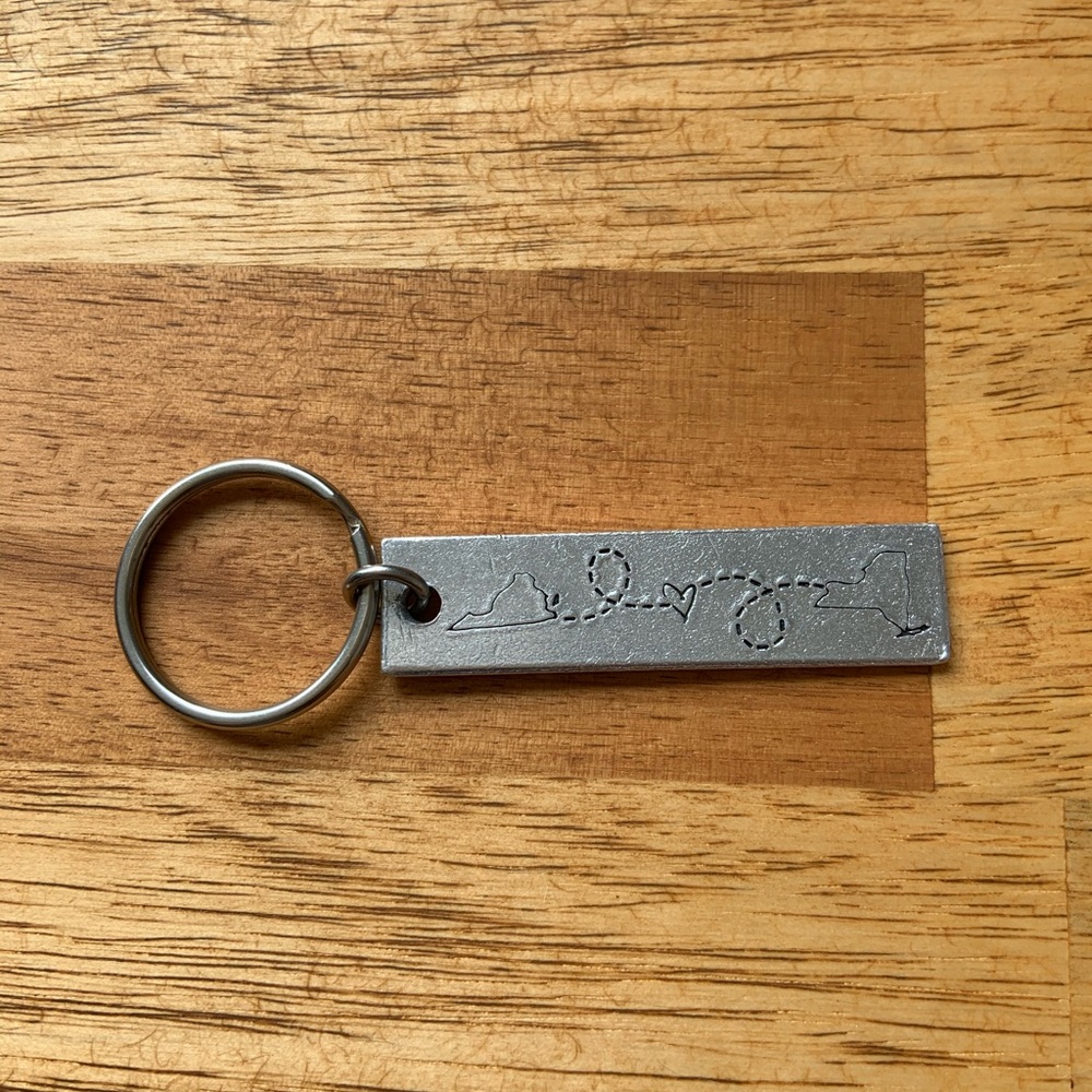 Long Distance Relationship Keychain – Virginia to New York, Travel Gift